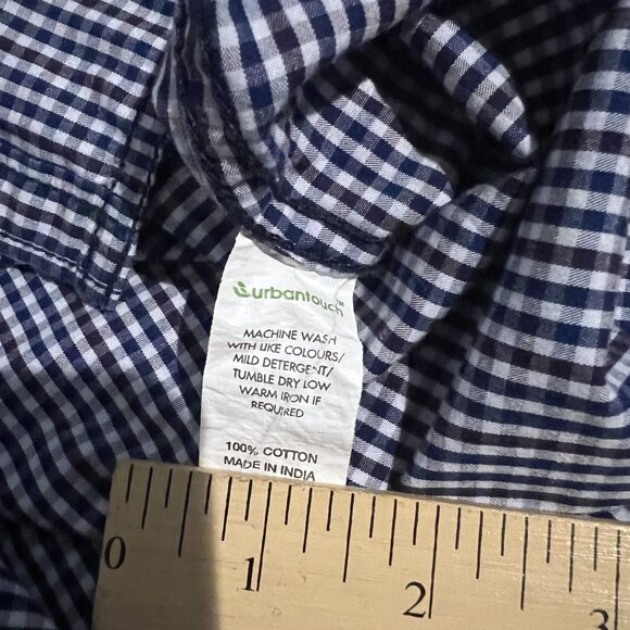 Urban Touch Plum, Blue & White Gingham Check Long Sleeve Button-Down Shirt SZ L - Picture 4 of 9